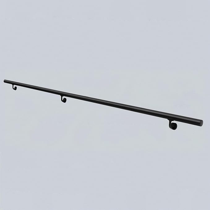 6 ft Handrails for Indoor Stairs,Deck,Slope,Modern Aluminum Handrail Set, Wall Mounted, with Zink-Alloy Brackets Aluminium Railing System,Rust Free. (Matte Black, 6FT)