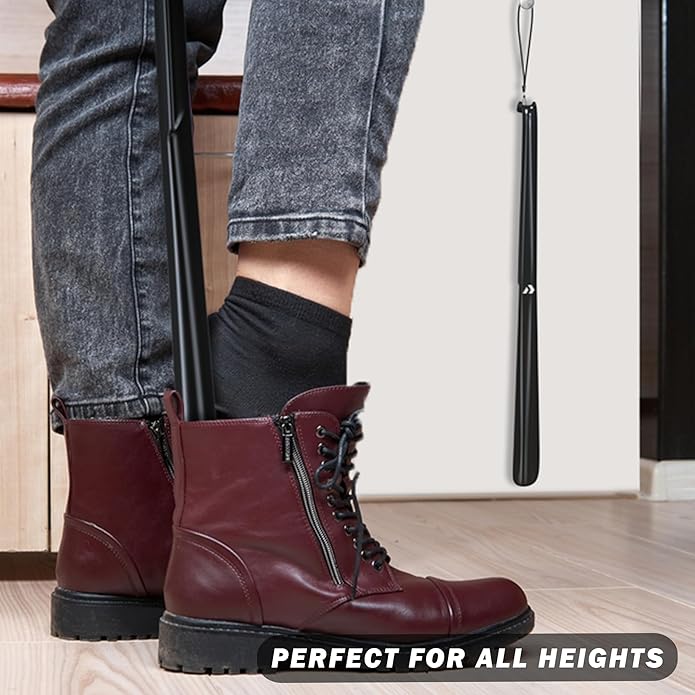Nextnoid Shoe Horn Long Handle for Seniors - 16.5" Straight & Sturdy Long Shoe Horn for Men, Women & Kids