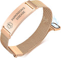 VNOX Medical Alert Id Bracelet for Men Women, Custom Engraving Adjustable Stainless Steel Customizable Mesh Emergency Survival Medic Bracelets Wristband Loop Band with Replacement Tag