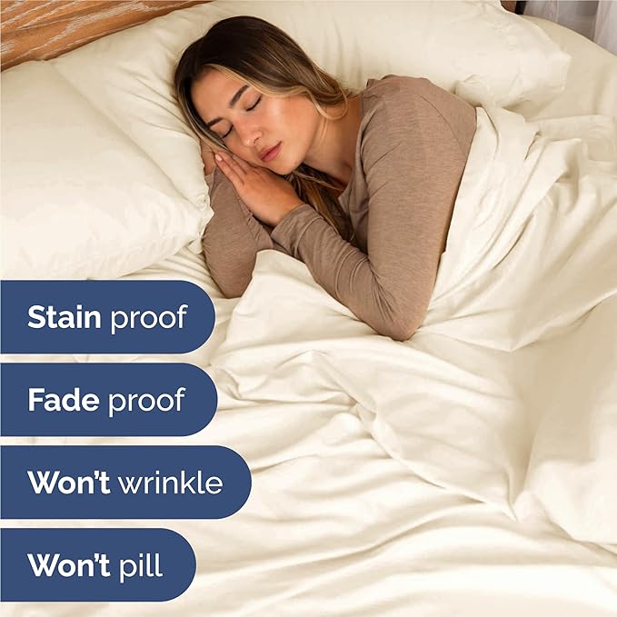 Full 6 Piece Sheet Set - Cooling and Breathable Bed Sheets - Hotel Luxury Bed Sheets for Women, Men, Kids & Teens - Bedding with Deep Pockets & Easy Fit - Soft and Wrinkle Free - Full Off White Sheets