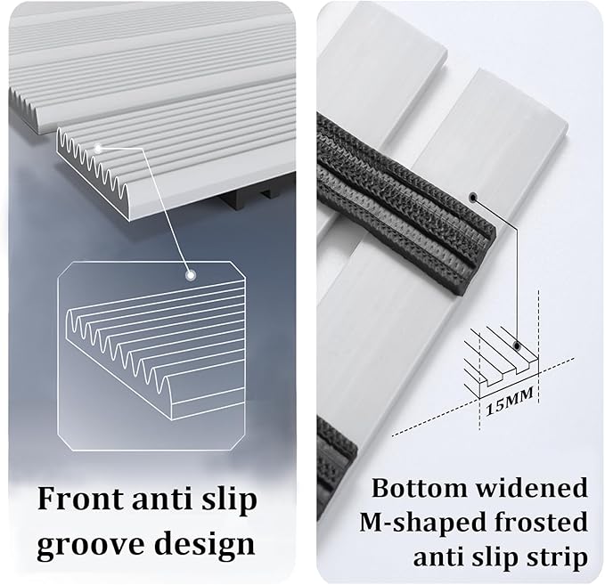 Non Slip Large Shower Mat(35.4"*23.6"),Extra Large Shower Mats for Inside Shower, Non Slip Shower Mat for Elderly,Non Suction Cups Heavy Duty Bathtub Mat,Rubber