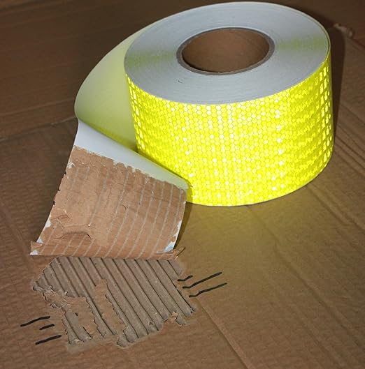Industrial Reflective Tape Fluorescent Yellow 4 inch Wide, Outdoor Waterproof Hazard Conspicuity Safety Marking Tape (166 feet)