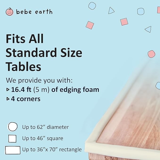 Bebe Earth Baby Proofing Edge and Corner Guard Protector Set for Back to School, 16.4 ft Edges & 4 Foam Corners, Furniture and Table Child Baby Proof Bumpers, Pre-Taped Corner Cushions - Onyx Black