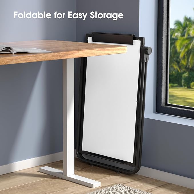 MaxGear Large White Board Easel Stand, 36" x 24" Black Double Sided Magnetic Dry Erase Board for School Classroom, Home Office Stand Flip Chart, Height Adjustable 360 Degree Rotating Whiteboard