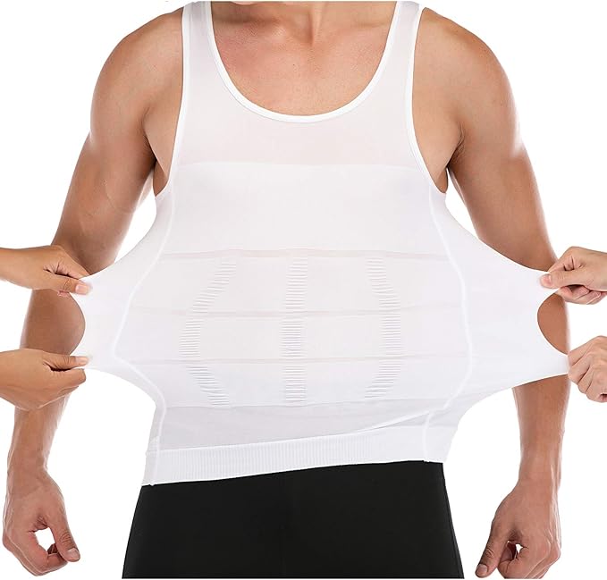 Mens Compression Shirt to Hide Gynecomastia Moobs Slimming Body Shaper Vest