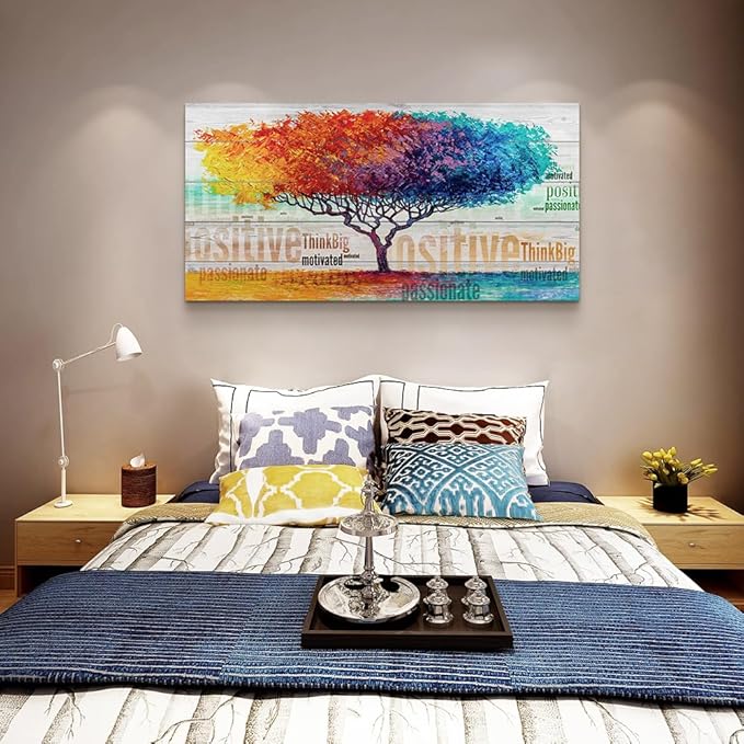 Lapremoly Boho Wall Decorations For Living Room Canvas Wall Art For Bedroom Large Size Office Wall Decor Abstract Color Tree Paintings Walls Pictures Artworks ReadyTo Hang Home Decoration 20"X40"