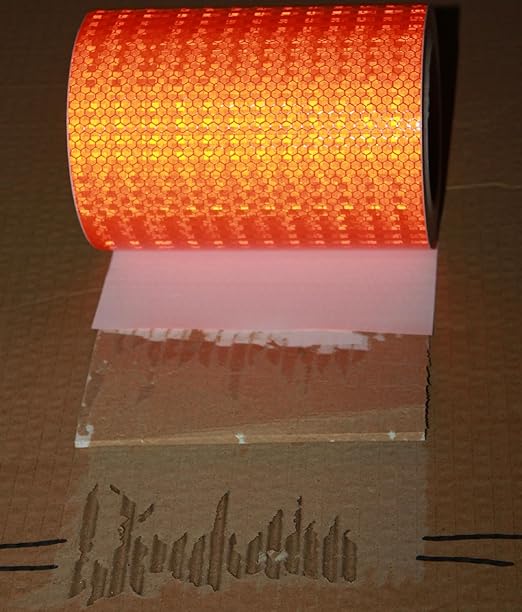 Orange Reflective Tape Outdoor Waterproof 8 inch High Visibility Hazard Conspicuity Safety Industrial Marking Tape (66 feet)