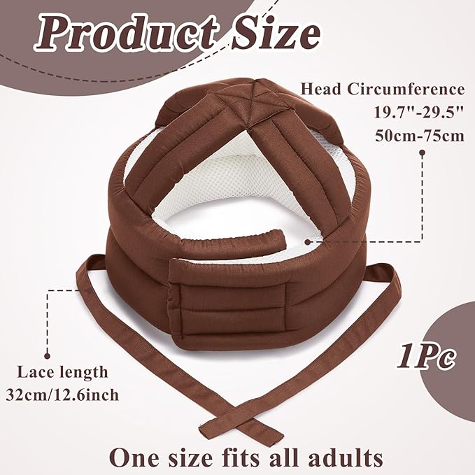 Woanger 1 Pcs Anti Fall Elder Head Safety Helmet for Adults Special Needs Thick Soft Protective Hat Adjustable Seniors Fall Prevention Head Protection Cap Elderly Helmet for Injury(Khaki)