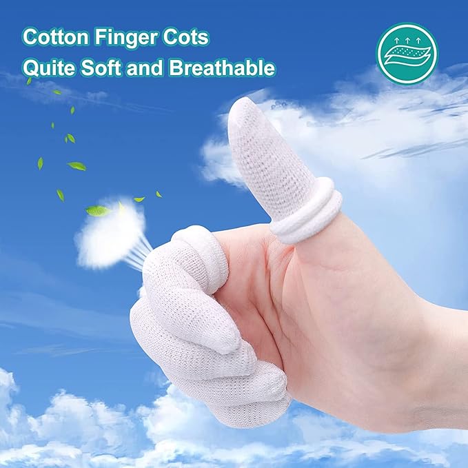 Dimora Finger Cots, Pack of 60 (Medium Size) Finger Protectors, Breathable Bandages for Wound Care, Stretchy Sleeves for Gardening, Fitness and Cargo Handling, White