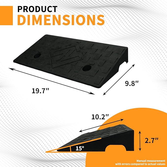 Curb Ramps for Driveway Curb Ramp 2.8 Inch Rise 2 Pack Threshold Ramp for Low Cars Ramps for Lawn Mower to Shed 7000lbs Load Capacity