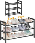 3-Tier Expandable Shoe Rack – Adjustable Heavy-Duty Metal Shoe Organizer Shelf for Closet, Entryway, Mudroom & Garage – Durable Freestanding Storage, Black