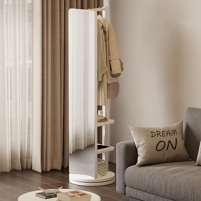 Full Length Mirror Coat Rack Solid Wood Floor Mirror 66"x12" Full Length Mirror with Stand Long Mirrors for Bedroom,Living Room