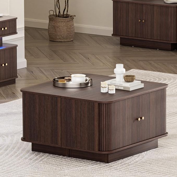 63" W Small Shoe Storage Bench, Shoe Bench Entryway with Sliding Doors and Adjustable Shelvs, Wooden Low Cabinet for Hallway, Living Room, Bedroom, Apartment, Dorm, Mudroom, Garage, Walnut, 2PCS