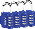 Puroma 4 Pack Combination Lock for Locker 4 Digit Outdoor Waterproof Padlock for School, Gym, Sports, Fence, Toolbox, Gate, Case, Outdoor, Hasp Storage, Cabinets (Blue)