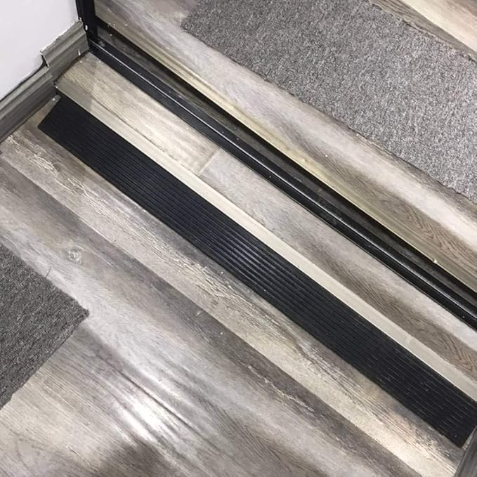 Bilaida 0.8" Rise Solid Rubber Threshold Ramp, 1500 LBS Capacity, 39" Wide Non-Slip Wheelchair Ramp for Doorway Indoor or Outdoor, Bathroom, Garage and Supermarket Entrance, Cuttable Black (0.8"H, 1)
