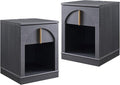ACCOHOHO Modern Night Stand Set 2 with Arched Panel,18" Wooden nightstand with Charging Station,Bedside Table with Drawer Storage,Side End Table with Open Shelf for Bedroom,Living Room,Black