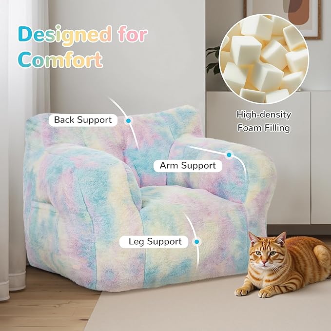 32" Bean Bag Chair,Loveseat Sofa,Corduroy Lazy Sofa Bed for Adults,Fit Living Room, Bedroom,Outdoor Spaces,Ultra Soft Dutch Velvet,Fluffy Comfort Washable Cover,72h Rebound,Colorful