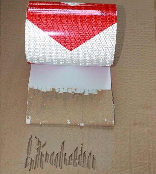 Red and White Reflective Tape Outdoor Waterproof 6 inch X 66 feet, High Visibility Hazard Conspicuity Safety Marking Tape