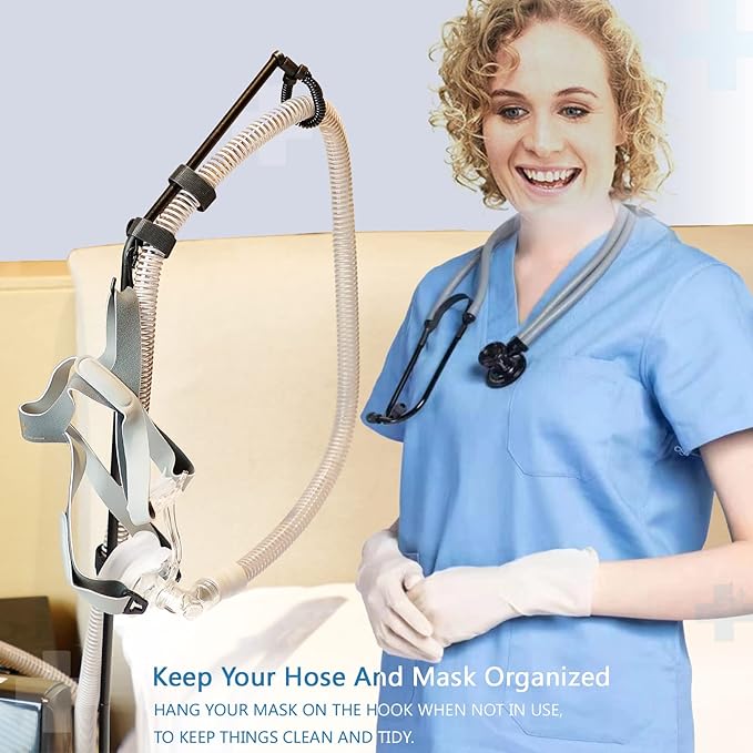 LONYEON CPAP Hose Holder - CPAP Hose Hanger for Bed Avoid Tangling and Prevent Blockage,Keeps The Air Hose Up and Away from Your Face and Arms to Make You Sleep Better,Black