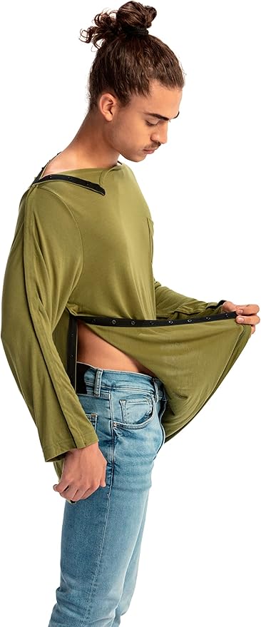 MAI We Care Post Shoulder Surgery Shirts for Men - Tear Away Recovery Apparel, Premium Chemotherapy Clothing