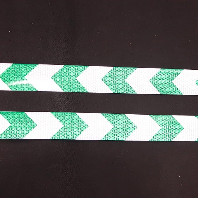 Reflective Tape Green and White 2 inch X 166 feet, Outdoor Waterproof Hazard Conspicuity Warning Industrial Marking Tape