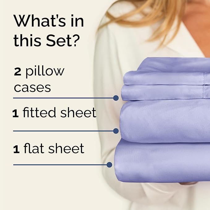 Twin 4 Piece Sheet Set - Cooling & Breathable Bed Sheets - Hotel Luxury Bed Sheets for Women, Men, Kids & Teens - Comfy Bedding w/Deep Pockets & Easy Fit - Soft & Wrinkle Free - Twin Lavender Sheets