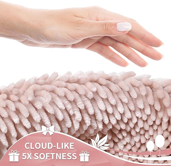 Yimobra Bathroom Rugs Sets 2 Piece, Soft Absorbent Bath Mat and U-Shaped Toilet Rug with Non Slip Backing, Luxury Shaggy Bath Mats for Bathroom, Machine Washable, 24"x17"+24"x20", Pink