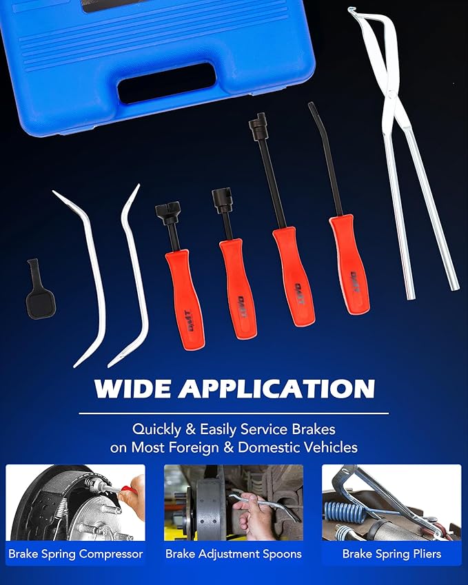 Orion Motor Tech 32pc Dual Brake Tools, 2 in 1 Caliper Compression Tool and Drum Brake Tool Kit, Brake Caliper Tool Kit and Drum Brake Tool with Brake Spring Tool Compressor Pliers Installer Remover