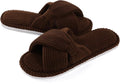 Evshine Fall House Slippers for Women Corduroy Cross Bow Indoor Slippers Open Toe Slip On Bedroom Shoes with Memory Foam