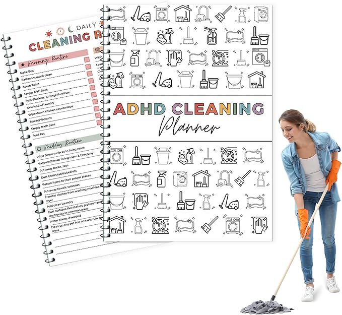 ADHD Cleaning Planner, Editable Cleaning Planner DIY Organizing Planning Notebook for Adults Home Family Daily Tasks Chart