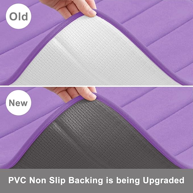 Buganda Memory Foam Bath Mat, 35.4" x 24", Ultra Soft and Non-Slip Bathroom Rugs, Water Absorbent and Machine Washable Bath Rug Runner for Bathroom, Shower, and Tub, Lavender