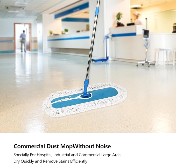 36" Commercial Dust Mop, MEIBEI Dust Floor Mop with Cotton mop Head, Dust Mop for Hardwood Floors with Long Handle, Industrial Dust Mop for Factory, Shopping Mall, Garage, Company, Hotel (36*5 inch)