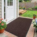3' X 4' Commercial Grade Door Mat Indoor Outdoor Entrance, Traffic Guard Doormat, Industrial Rug Heavy Duty Brush Step Entrance Mat Weather Utility Rug with Non Slip Rubber Backing, Brown