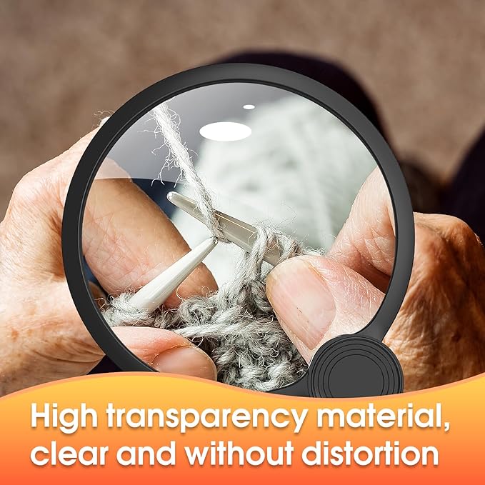 IMICHI Large Magnifier with Light-Hands Free- 5.1 Inch 6X Magnifying Glass Suit for Large Hands/Pursuing a Wide View, Neck-Worn Magnifier for Seniors, Gifts Perfect for Reading, Sewing
