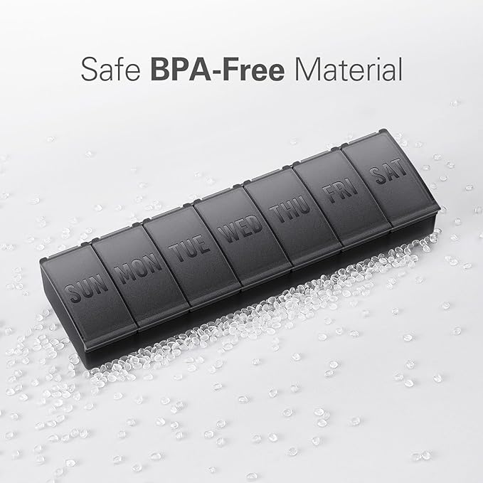 Barhon Pill Organizer Large, Weekly Medicine Pill Organizers, 7 Day Pills Box Case Travel for Big Vitamin Supplements Fish Oil, Orange