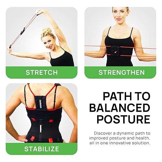 PRIMEKINETIX PostureMedic Dynamic Posture Corrector - Active Resistance Training System for Upper Back Strengthening & Shoulder Alignment - Stretches Chest, Strengthens Back - Doctor Recommended - Size L (Yellow)