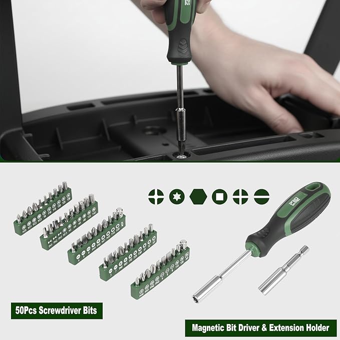 Prostormer 269 Piece Tool Set, General Household/Auto Tool Kit, Portable Toolbox Storage Case with Drawer for Men & Women, Perfect for Home Repair & DIY Projects (Green)