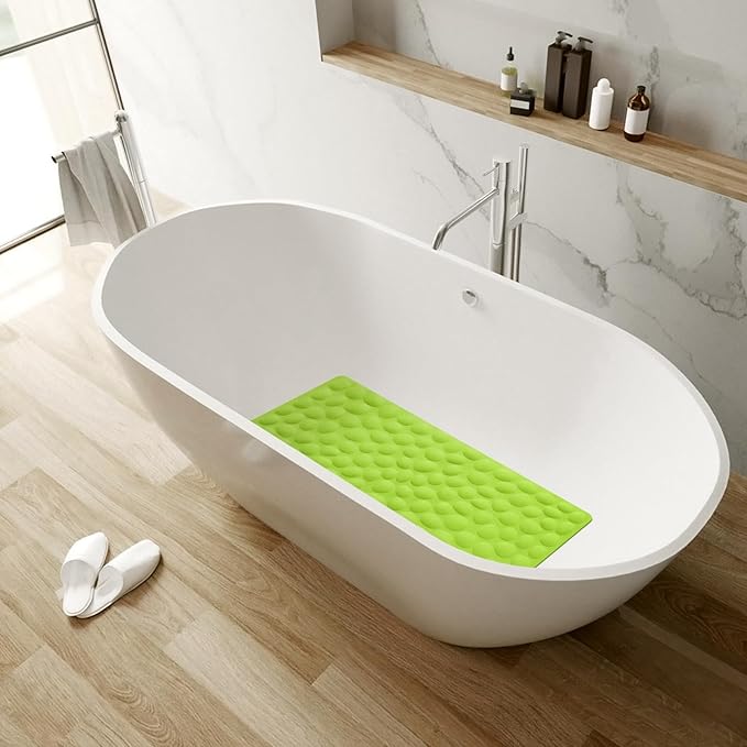Non-Slip Bathtub Mat OTHWAY Soft Rubber Bathroom Bathmat with Strong Suction Cups (Green, 16x40 inch)
