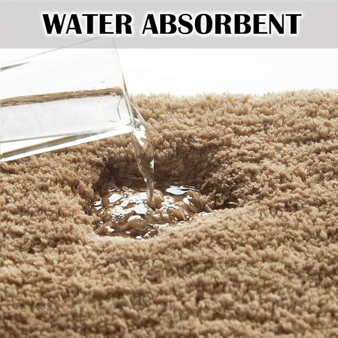 Suchtale Non Slip Bath Mat (20 x 32, Sand) Water Absorbent Soft Microfiber Shaggy Bathroom Rug Machine Washable Thick Plush Shower Mat