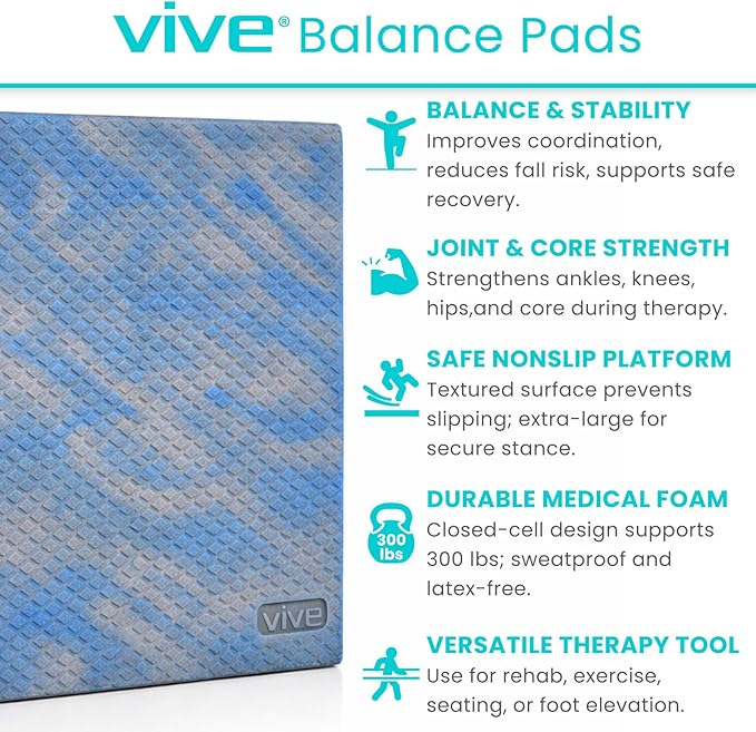 Vive Balance Pad - Foam Large Yoga Mat Trainer for Physical Therapy, Stability Workout, Knee and Ankle Exercise, Strength Training, Rehab - Chair Cushion for Adults, Kids, and Travel