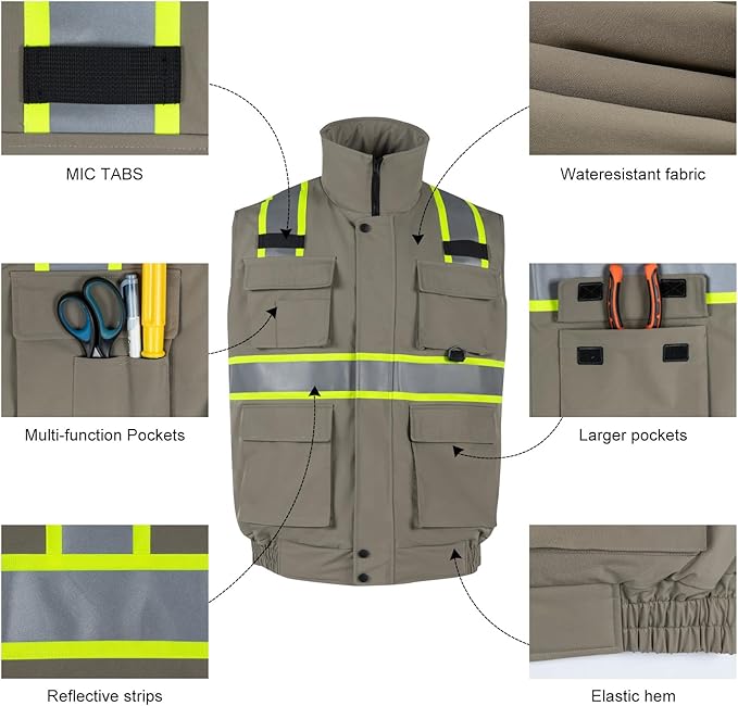 VENDACE Safety Vest High Visibility Reflective Fleece Winter Vest for Men with Pockets Hi Vis Construction Work Vest