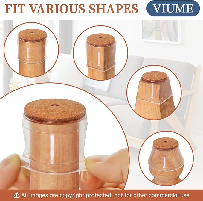 24 Pcs Chair Leg Floor Protectors for Hardwood Floors Silicone Covers Felt Pads Furniture Leg Caps Anti-Scratch Reduce Noise Fit (15/16" to 1-5/16")