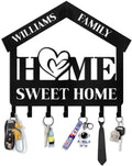 Personalized Key Holder for Wall | Sweet Home Key Holder Wall Mounted | Black Metal Key Hanger Wall Decorative | Housewarming Gifts | Key Rack Organizer for Living Room, Bedroom, Entryway