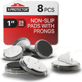 X-Protector Nail On Non Slip Furniture Pads - 8 PCS 1" - Premium Chair Leg Floor Protectors - Black Rubber Feet for Furniture Feet - Ideal Rubber Stoppers Chair Leg Pads to Keep Anything in Place!