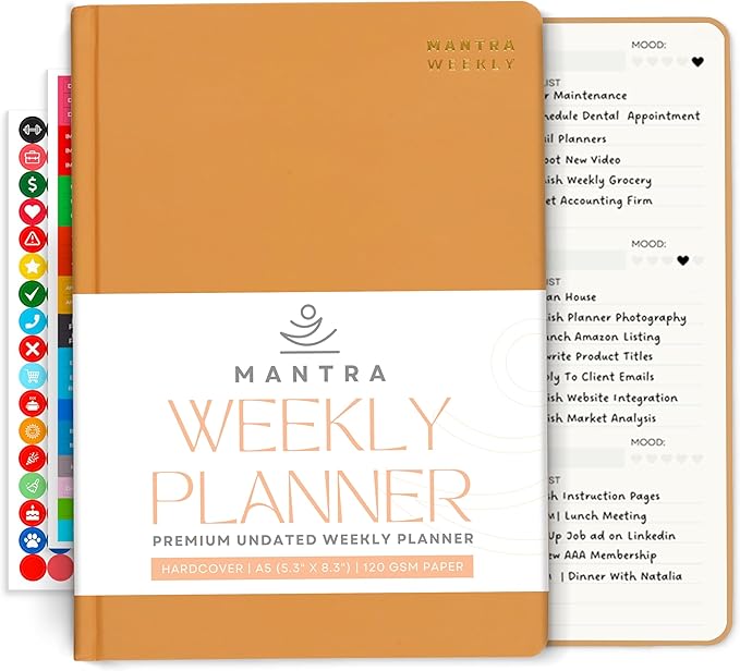 2026 Planner, Daily Journal & Gratitude Journal All-In-One with To Do List, Self Care Prompts & Habit Tracker - 5 x 8 - Orange