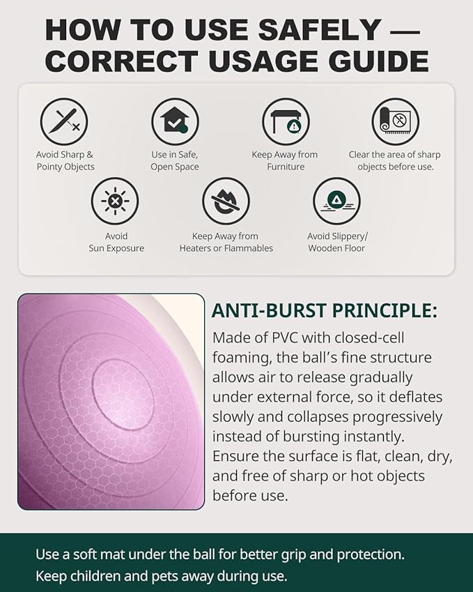 Trideer Exercise Ball for Yoga, Pilates & Fitness – Stability Ball Equipment for Home Gym & Office Chair, Core & Balance Training Accessories, Physical Therapy Equipment, Quick Pump Included, 5 Sizes