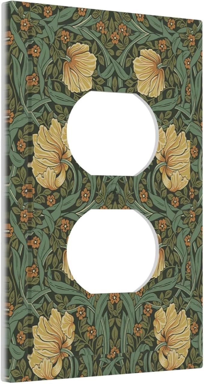 Outlet Covers William Morris Floral Vintage Flowers Pattern 1 Gang Duplex Wall Plate Decorative Switch Plates Electrical Receptacle Faceplate Light Switch Cover for Bedroom living Room Decor