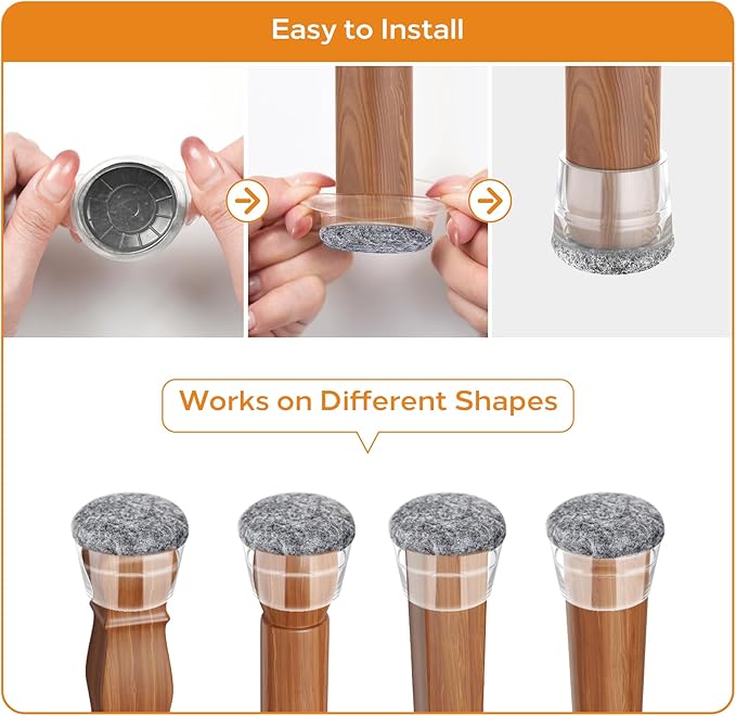 Meldel 24 PCS Silicone Chair Leg Floor Protectors Small (0.8"-1") Rubber Felt Furniture Pads Chair Legs Caps/Covers for Hardwood Floors, Tile from Scratches & Reduce Noise - Round, Grey