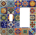 Outlet Covers Mid Century Talavera Shaped Tiles 1 Toggle 1 Rocker Combination Decorative Wall Plate Electrical Switch Plates Light Switch Cover Plate for Bedroom Bathroom Decor