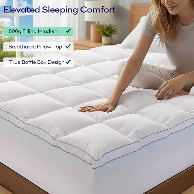 OLANLY Dual-Layer 4 Inch Full Size Memory Foam Mattress Topper for Back Pain, 2 Inch Cooling Pillow Top Mattress Pad Cover and 2 Inch Gel Memory Foam Topper, Deep Elastic Pocket, White
